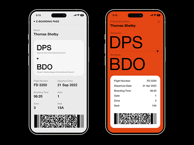 E-Boarding Pass Screens iOS 16