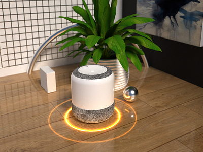 Smart speakers scene_Voice Special effects_C4D octane c4d effects octane smart speakers voice