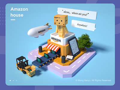 Amazon alexa Danboard house echo show alexa amazon c4d design echo show house illustration