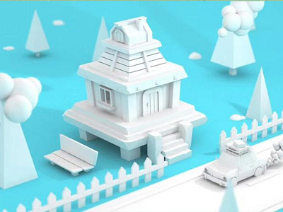 3D White model house c4d house white model white model