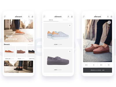Elevant - Mobile screens - app branding mobile shoes sneakers typography ui ux website white