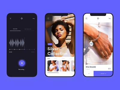 Tot-em - Product and Sound Recorder - Mobile - app black branding design ecommerce mobile product purple record recorder sound sound wave typography ui ux web website white