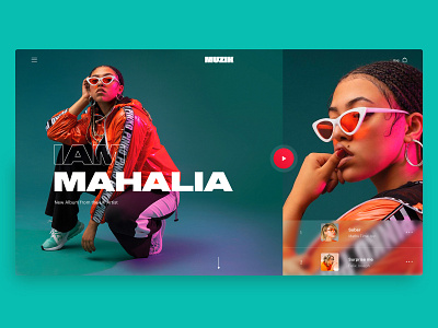 Muzik Vibez Player - Music App Concept - Desktop - app branding design green hero home mahalia music music app music player music player ui playlist red typography ui ux web design website