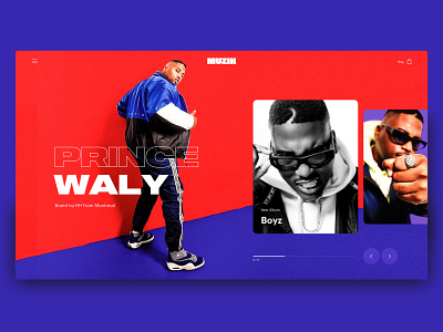 Muzik Vibez Player - Music App Concept - Desktop - blue branding design hero home music music app music player ui music website prince waly red slider typography ui ux web design website