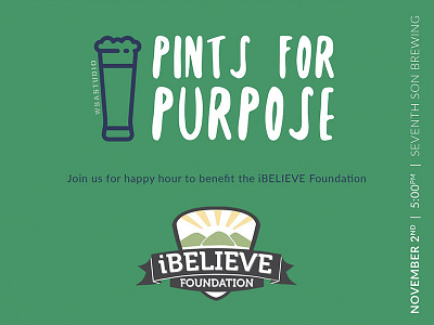 Pints For Purpose - iBelieve Foundation charity event logo event promotion