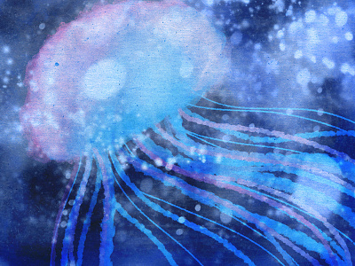 Jellyfish blue digital paint jellyfish ocean purple water