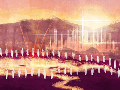 Volcano concept digital paint illustration lava volcano