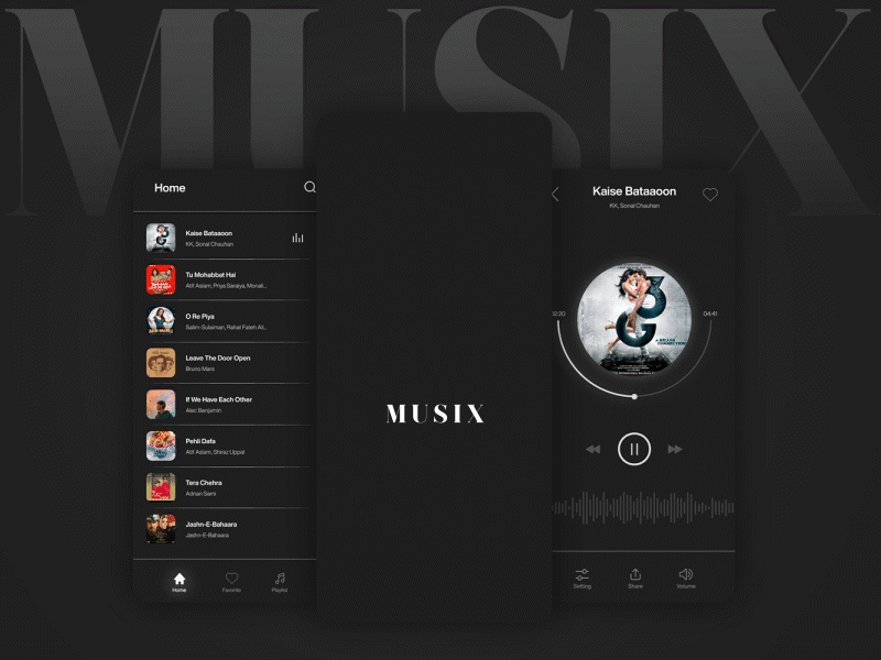 Musix UI/UX design animation app app ui application design branding creative design figma loader design logo motion graphics music music app sound ui design uiux design