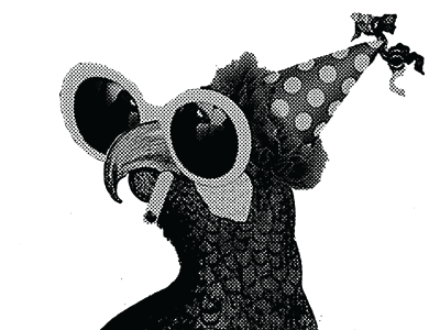 Polly collage cut and paste drunk halftone parrot party party hat photoshop smoking