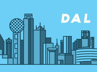 Dallas, not the TV show architecture city cool halftone illustration monostroke skyline spot vector youth