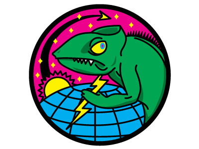 Fightin' chameleon chameleon cmyk illustrator lightning bolt outline space stroke