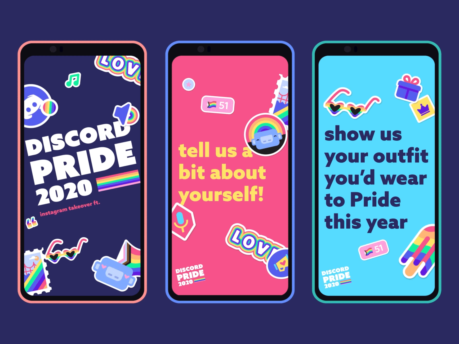 Discord Pride 2020 instagram stickers