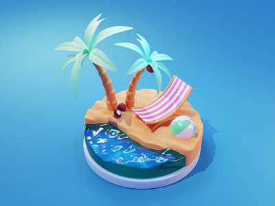 Summer Beach 3d animation