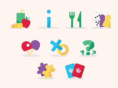 Icons for Kids Concept concept food games icons information kids memory pong puzzle tic tac toe trivia web