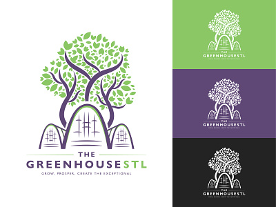 GreenhouseSTL 2 branding graphic design growth growth logo illustration illustrator logo minimal nature plant plant logo tree vector