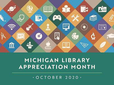 MLA Library Appreciation Month 2020 branding illustration minimal