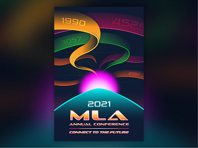 MLA Annual Conference 2021 Concepts 80s branding event illustration illustrator sci fi vaporwave