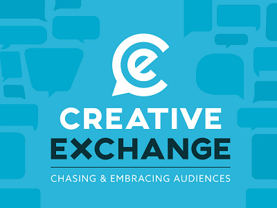 Creative Exchange Branding axis azo branding communication double meaning event geometric hidden image logo message minimal speech bubbles