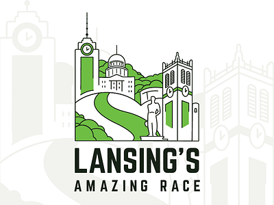 Lansing's Amazing Race badge east lansing event flat green logo michigan race