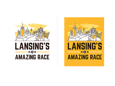 Lansing's Amazing Race 2 Yellow amazing race branding buildings cityscape event illustration lansing michigan yellow
