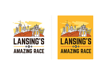 Lansing's Amazing Race 2 Yellow & Orange amazing race branding buildings cityscape event illustration lansing michigan yellow