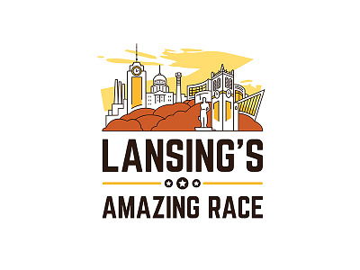 Lansing's Amazing Race 2 Yellow & Orange amazing race branding buildings cityscape event illustration lansing michigan yellow