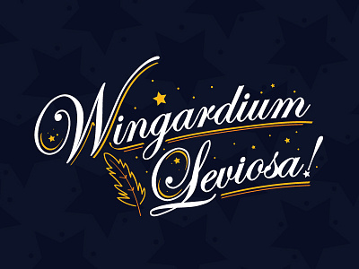 Wingardium Leviosa blue design font fun halloween harry potter hermione granger illustration illustrator jk rowling logo magic october quotes script spell type typography wingardium leviosa yellow