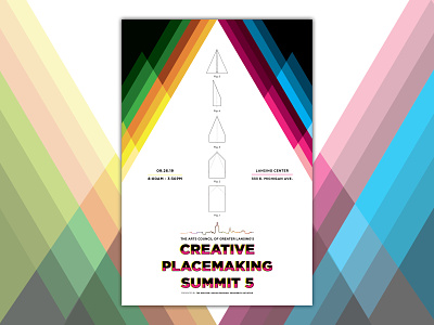 Creative Placemaking Summit 5 Opt. 2 angles art book branding color contrast cover design event geometric illustration logo minimal multiple poster rainbow typography
