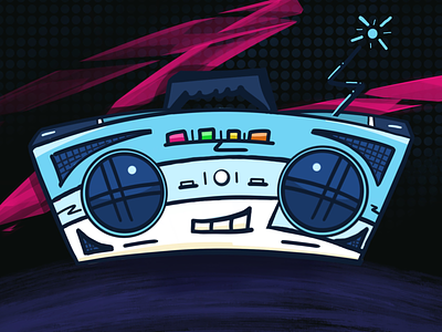 Radio Radio blue boom box character design fun illustration procreate radio random tech