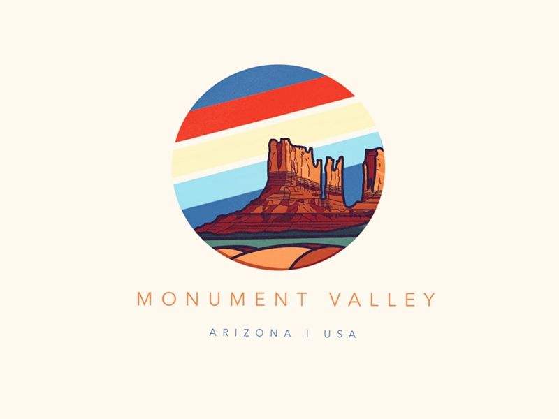 Monument Valley vacation summer usa arizona monument valley desert warm vintage retro simple minimal tourism fun illustration logo icon badge procreate