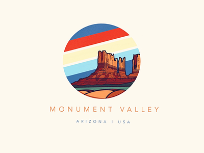 Monument Valley arizona badge desert fun icon illustration logo minimal monument valley procreate retro simple summer tourism usa vacation vintage warm