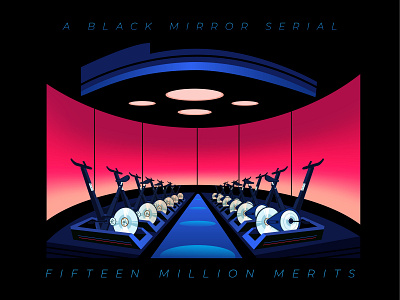 15 Million Merits 15 million merits black mirror bold color eerie geometric illustration illustrator minimal netflix poster red series show tech title titlecard