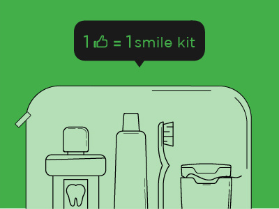 1 Like = 1 Kit dentist donate facebook illustration oral health toothbrush