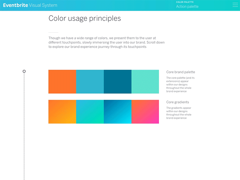 Eventbrite Color Journey brand color immerse journey palette scroll
