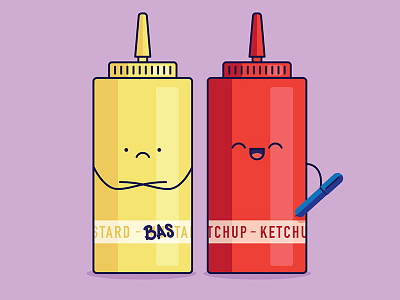 Condiments condiments graphic design illustration ketchup mustard purple red yellow