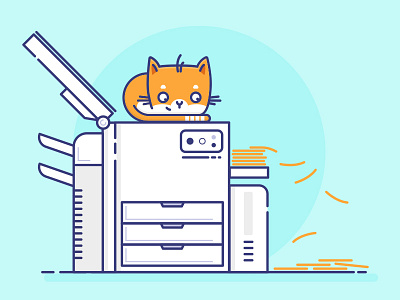 Copy Cat cat copy doodle icon illustration outline printer vector