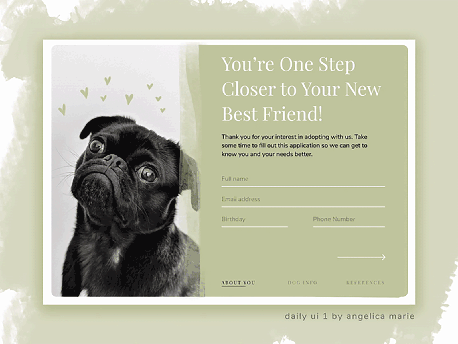 Daily UI 1 - Sign Up adoption daily ui dailyui dog doggy dogs figma gif procreate sign up signup
