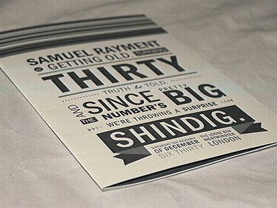 Surprise Party Invitation cream grey invitation simple typography vintage