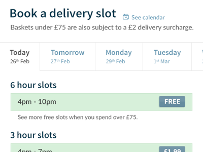 Delivery slot booker clean delivery slot booker grey hubbub tabs time and date booker