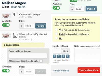 Shop tool - order information views clean customer notes grey hubbub mobile toggle unavailable options