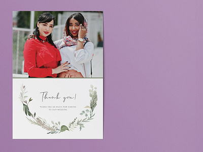 Vintage watercolour wedding thank you card