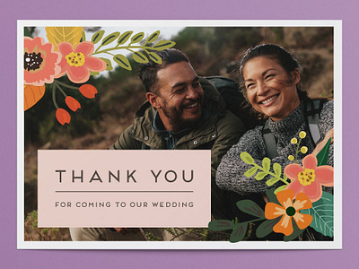 Floral autumnal wedding thank you card autumnal floral flowers gettin hitched rocks pink thank you thank you card wedding