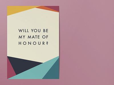 Colourful, geometric wedding proposal card
