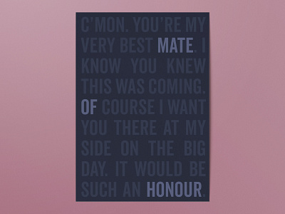 Funny hidden message typography wedding proposal card
