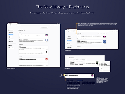 Firefox's New Library – Bookmarks browser design firefox ui ui design ux