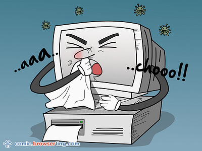 Virus browserling comic computer computer virus crt floppy joke sneeze virus viruses