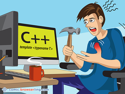 Hammer C++ Joke bjarne stroustrup browserling c c plus plus comic cpp hammer joke template thumb