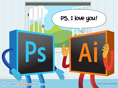Adobe Photoshop and Illustrator Love Story adobe ai browserling comic i love you illustrator joke love photoshop ps