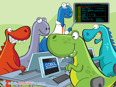 COBOL Programming Class browserling class cobol comic dinosaur dinosaurs joke programming