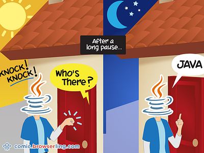 Knock! Knock! browserling comic day java joke knock knock night pause programming